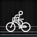 Icon representing an e-bike: a stylized light cycle with electric current flowing through it.